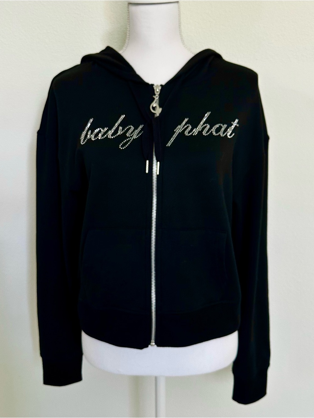 Baby Phat Black Hoodie with Rhinestones Size Large